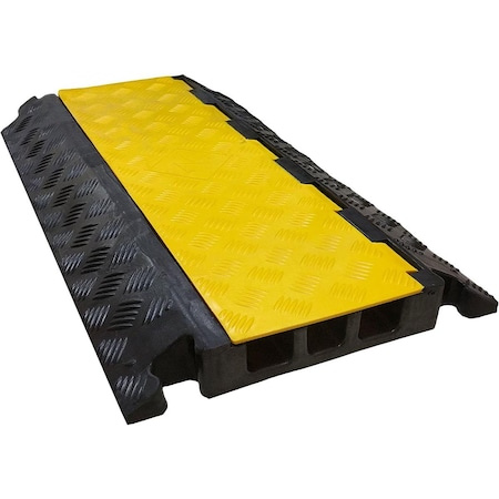 Switch On Cable Protector, 2.87 in H, 35-3/4 in L, 19-1/2 in W, 3 Channel, Rubber, Black, Yellow SW3037252